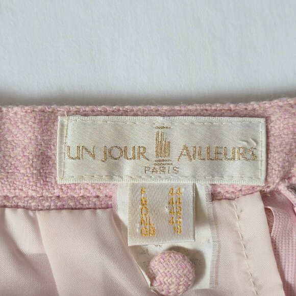 Vintage Un Jour Ailleurs Pink 100% Wool Pencil Skirt | French Designer | EU 42 - Picture 2 of 7